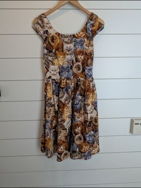 Modcloth Retrolicious Realistic Cat Swing Midi Dress Size Medium
